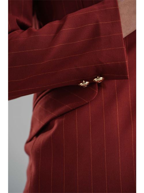 Giacca gessata Manuela Riva | GC08/904COGNAC
